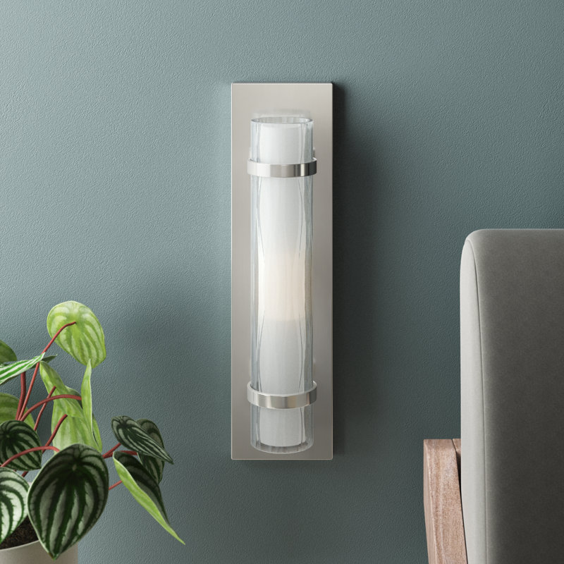 Amada Single 1-Light Flush Mount Vanity Wall Sconce, Satin Nickel