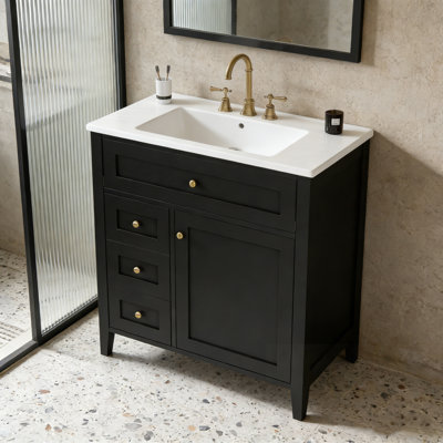 Meuble-lavabo avec lavabo, 3 tiroirs et tablette réglable