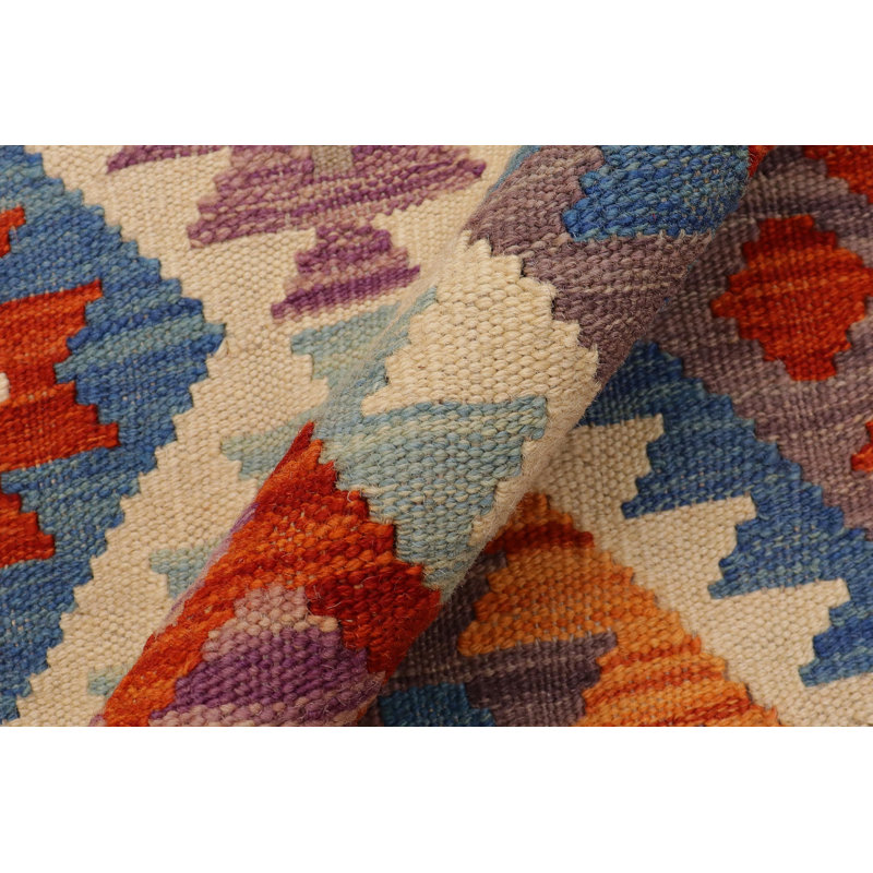 One-of-a-Kind Hand-Knotted New Age 5'0'' X 6'5'' Wool Area Rug in Rust/Blue/Beige/ Grey