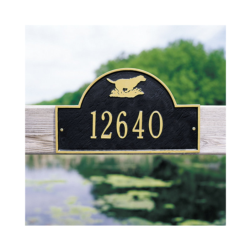 Plaque d'adresse murale 1 ligne Retriever, Cuivre antique, Oui