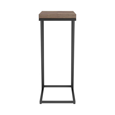 Table d'appoint rustique tabac à chevrons et sable noir, table de bout
