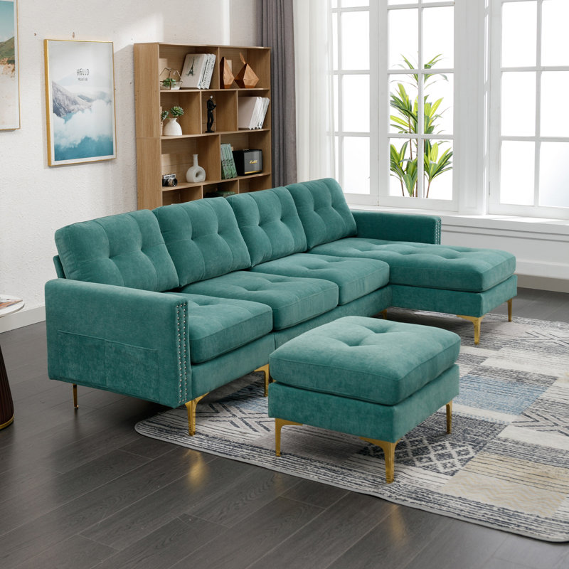 Mayke 111'' Velvet Sofa, Green Velvet
