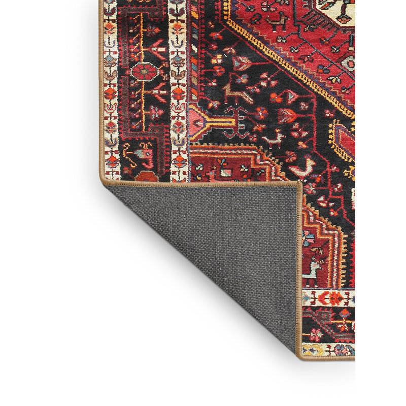 Tapis traditionnel rouge / noir, Rectangle 8 pi x 10 pi