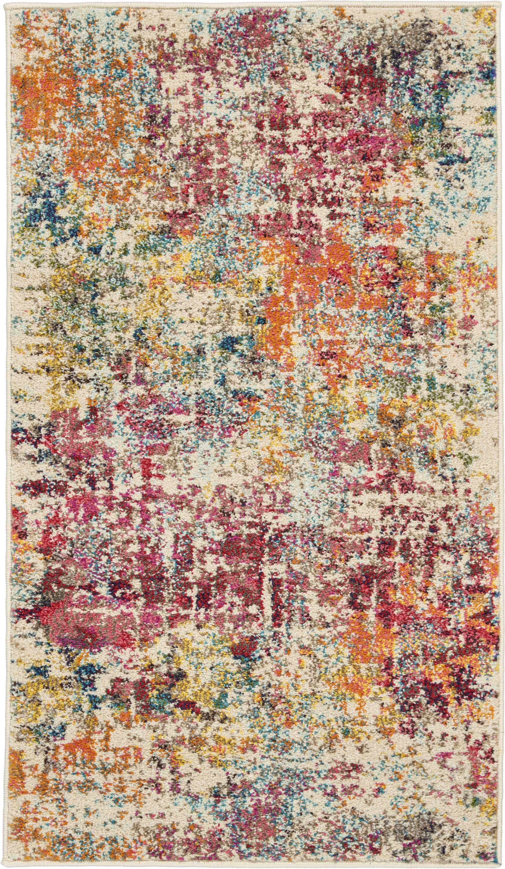 Ivy Bronx Allegro Power Loom Ivory/Pink Rug & Reviews | Wayfair