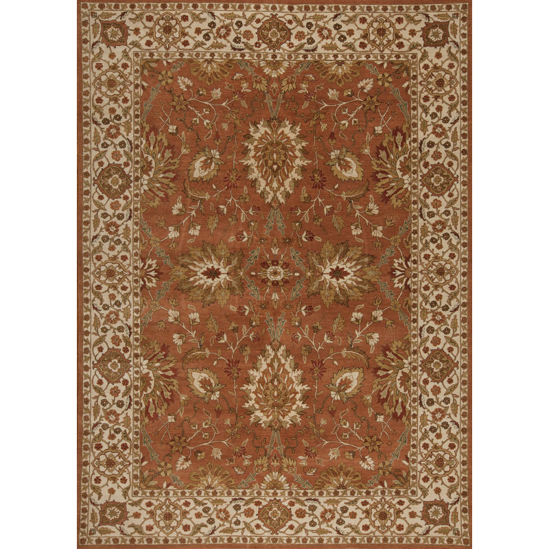 Tapis orange / brun en laine noué à la main Mahal, Rectangle 12 pi x 18 pi