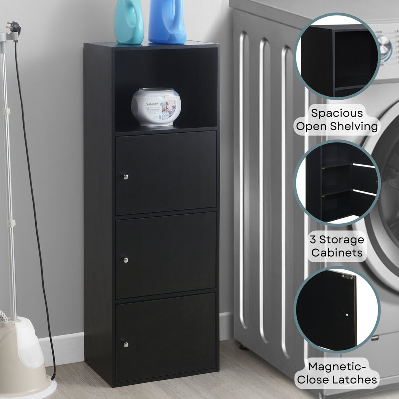 Argonaut 3-Door Accent Cabinets, Black