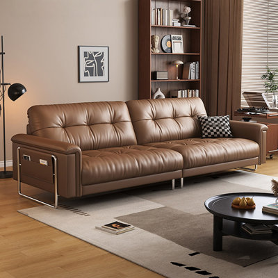 Coffee Genuine Leather Modular Sofa cushion couch