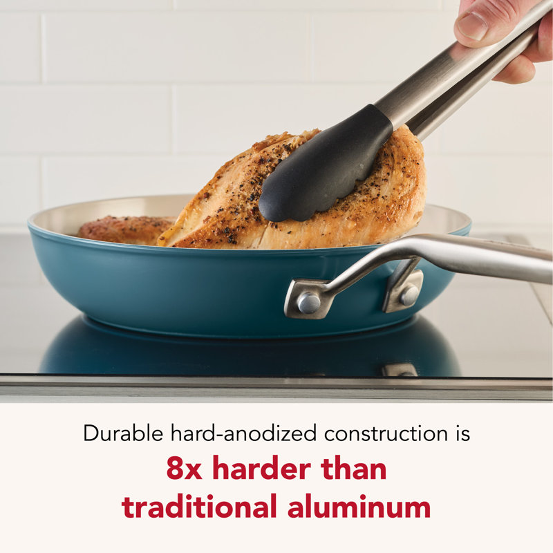 Kitchenaid Hard-Anodized Ceramic Induction Skillet, 10-Inch, Agave, Blue