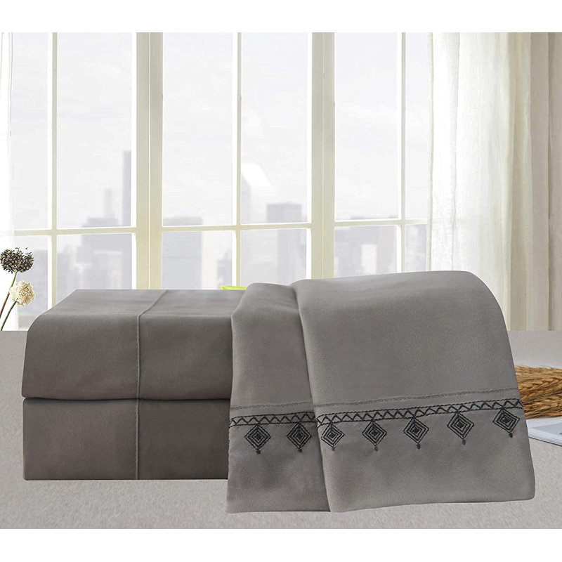 Ensemble de draps en microfibre percale, Grand, gris