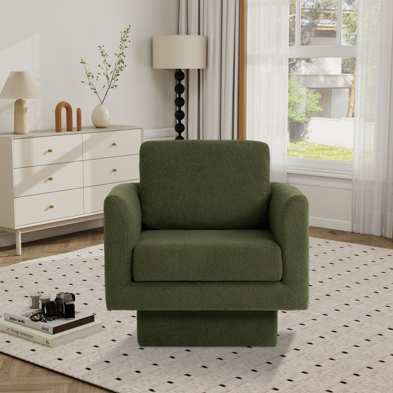 Fauteuil d'appoint pivotant rembourré à accoudoirs évasés, Polyester vert