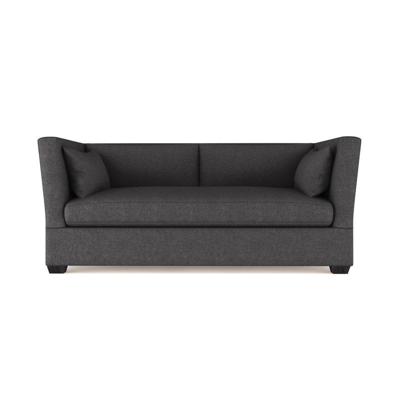 Causeuse Rivington, Lin à tissage carré albâtre, H 31 po x l 72 po x P 37 po, Ébène