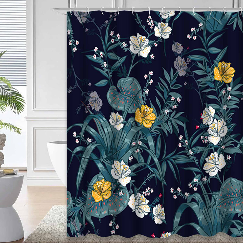 Rideau de douche tendance tendance bleu sarcelle avec 12 crochets, L 72 po x l 72 po