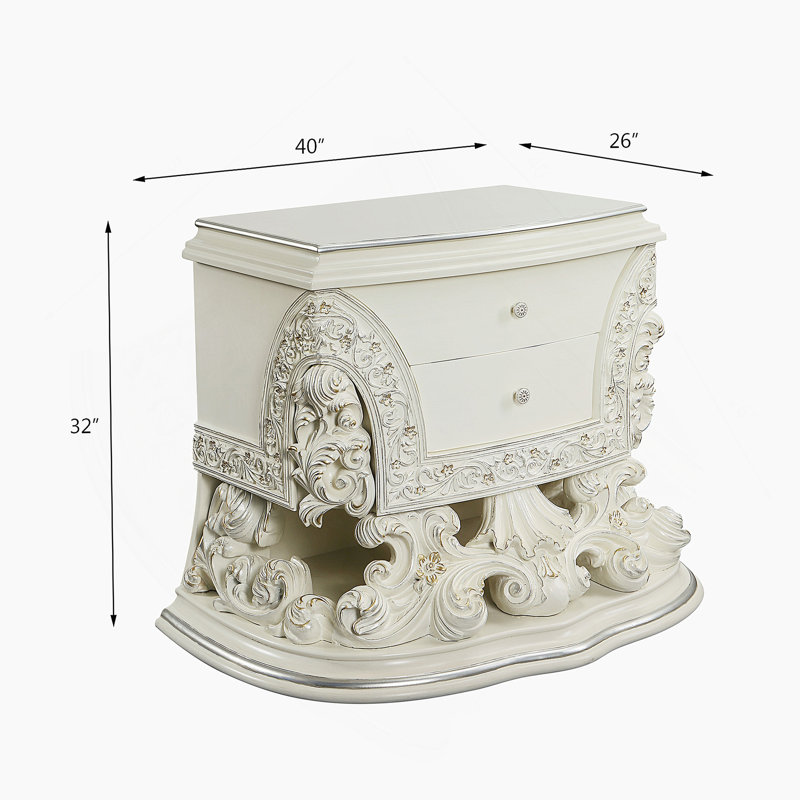 Table de chevet au fini blanc antique