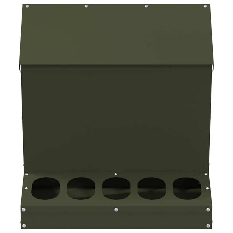 Cold-Rolled Steel Feeder, Olive Green, 45cm H x 40cm W x 40cm D