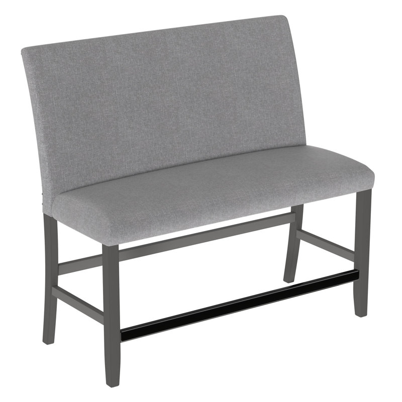 Gray Upholstered Bench With Back