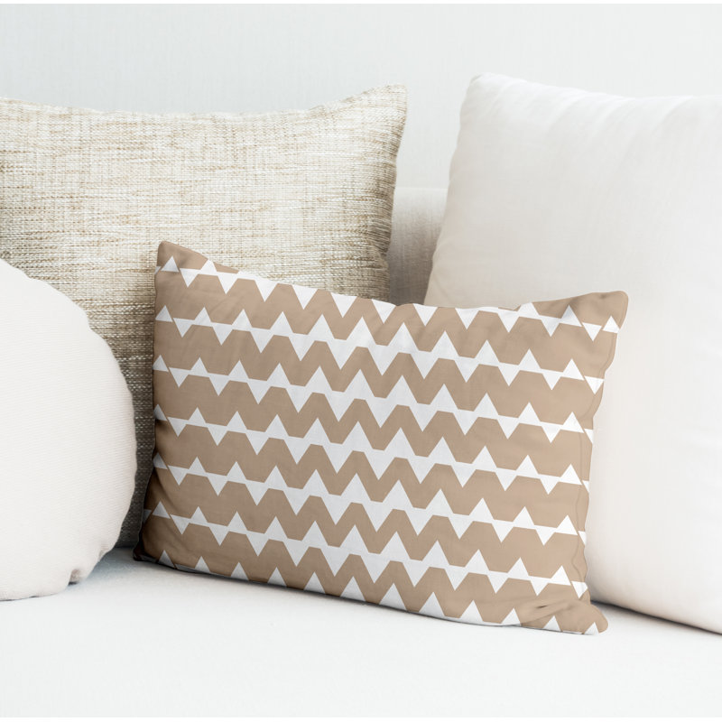 Polyester Lumbar Rectangular Indoor/Outdoor Pillow Cover & Insert, Beige