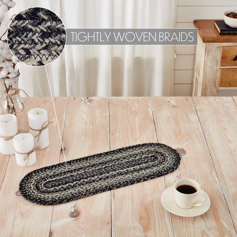  Round Geometric Jute Table Runner, 24" L x 8" W