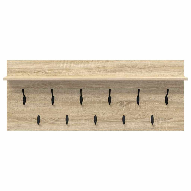 Wall-Mounted Coat Rack With Shelf Engineered Wood, Sonoma Oak