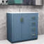 Ensemble de meuble-lavabo bleu 36 po avec lavabo en céramique, meuble de rangement en bois massif et meuble-lavabo autoportant