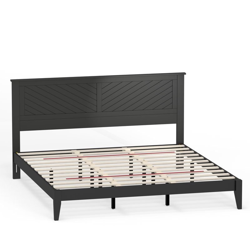 Palmdale Solid Wood Platform Bed, King, Black