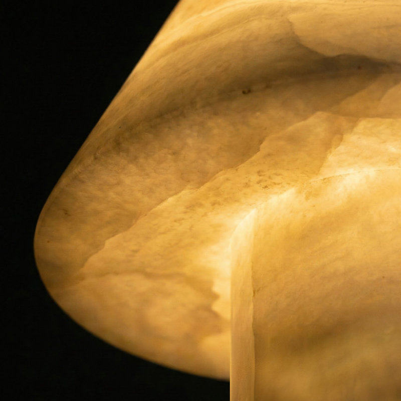 Lampe de bureau DEL en pierre naturelle blanche albâtre 7 po Alora