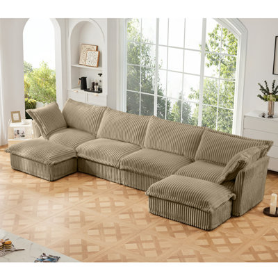 Chenille Upholstered Sofa, Ottoman