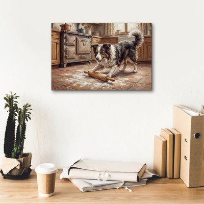  'Border Collie In The Kitchen' by Rich Monet Canvas Wall Art, 18" x 12"