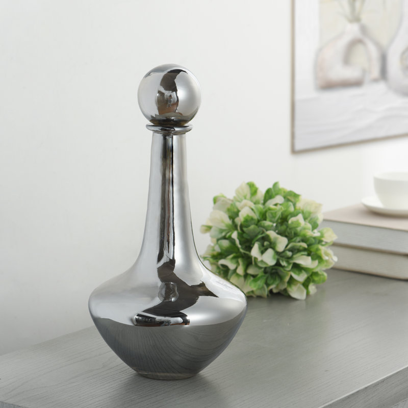 Austin Allen James - Elisias Plated Glass Vase - 14"H - Smoke Gray, Smoke Gray