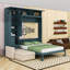 Lit escamotable en bois avec canapé en L et armoires de rangement-570321728