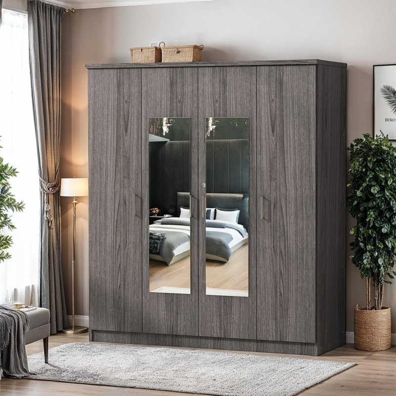 Armoire élégante à 4 portes avec miroir et armoire verrouillable verrouillable