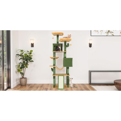 Multi-Level Cactus Cat Tree Tower with Perches, Condos, and Scratching Posts