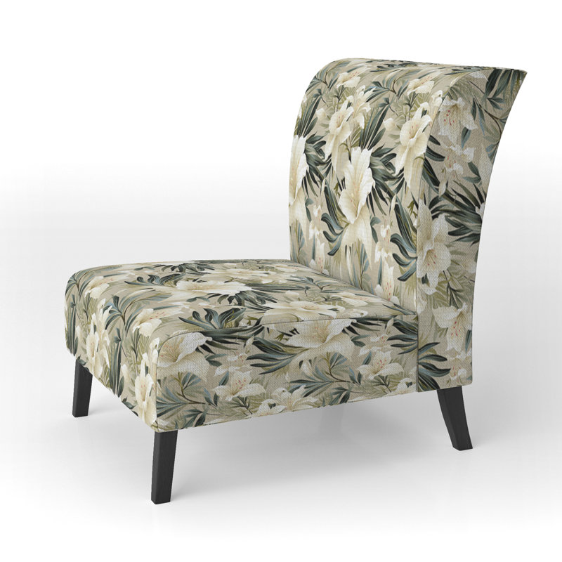 Fauteuil de chambre rembourré C, Motif d'oasis tropical neutre Ii I