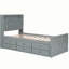 Lit en bois avec tête de rangement, lit extensible avec prise de courant, lit avec trois tiroirs de rangement-121110502-121110503