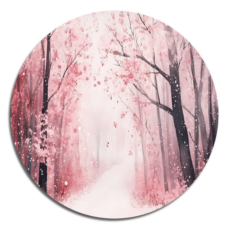 Forêt transitionnelle entre l'hiver et le printemps - Paysages, art mural rond en métal, L 29 po x H 29 po