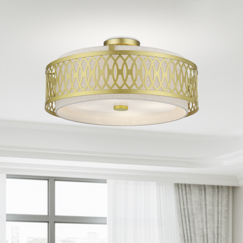 Abat-jour rigide en tissu 4 lumières semi-encastré or doux 4 lumières, Or doux