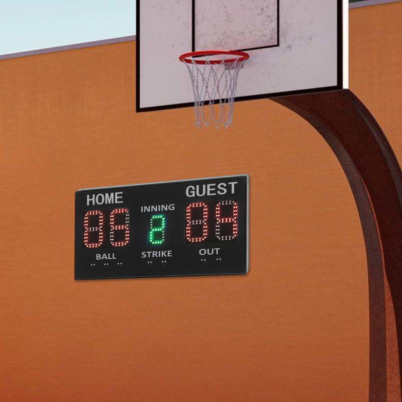 Wall Mounted/Tabletop High-Light Electronic Digital Baseball Five-Digit Scoreboard With Remote Control, Black