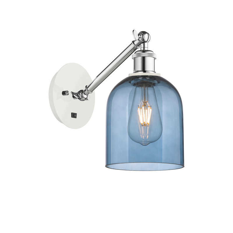 Odaniel Steel Armed Sconce, Princess Blue, Polished Chrome