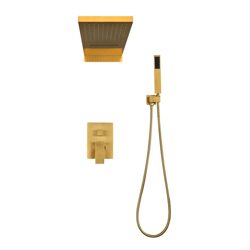 Système de douche complet avec valve brute, Or brossé