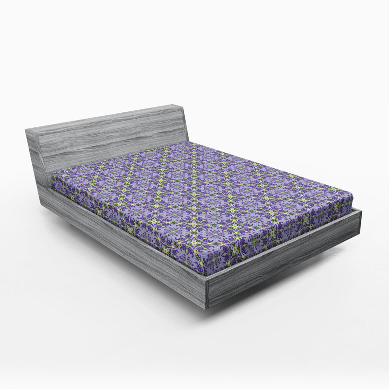 Microfiber Floral Fitted Sheet, Full Fitted Sheet
