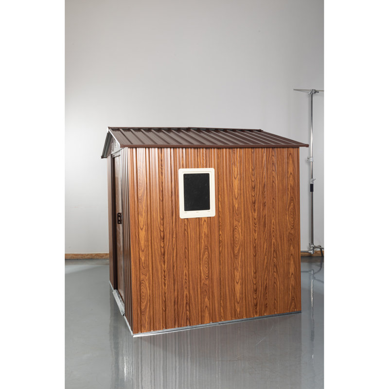 Remise de rangement extérieure en métal 6 pi x 6 pi avec base en métal, avec fenêtre