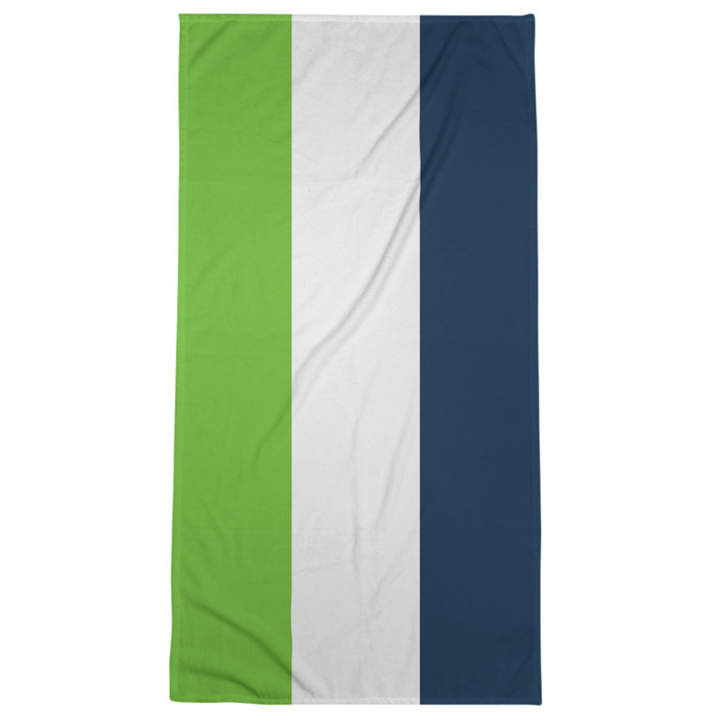 Cotton Blend Beach Towel, Light Green/Gray/Navy Blue