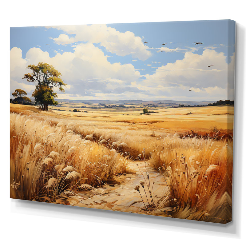 «Yellow Wheat Field Meadows II - Meadow», art mural, Toile tendue, H 40 po x l 60 po x P 1,5 po