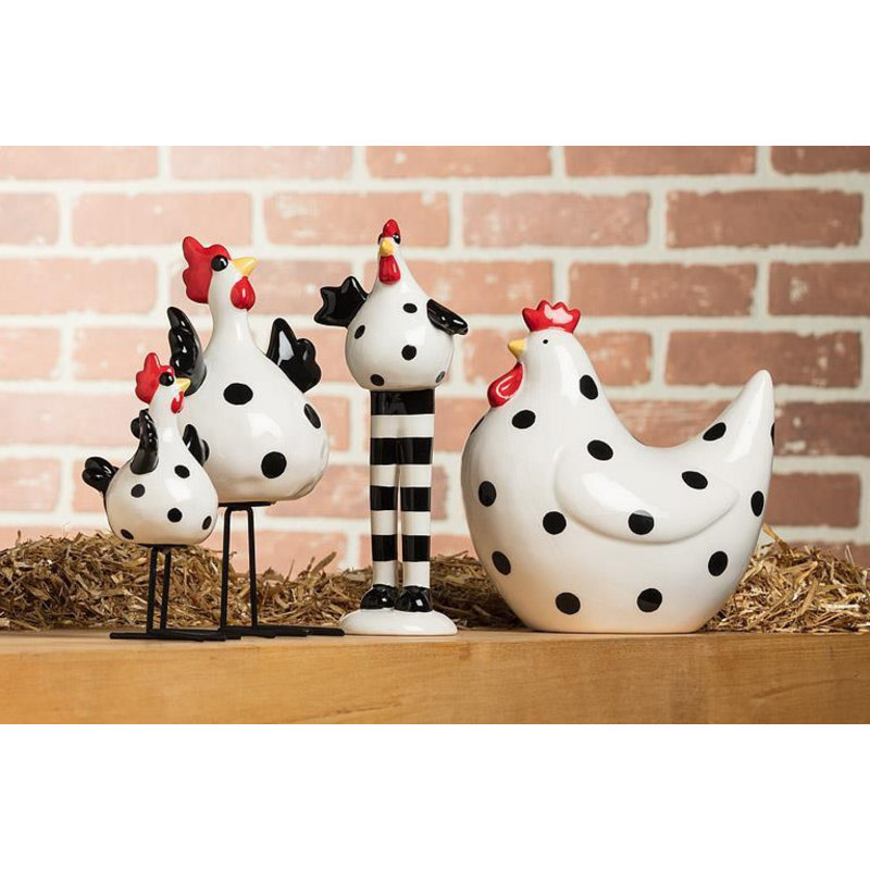 Dotted Sitting Chicken Figurine