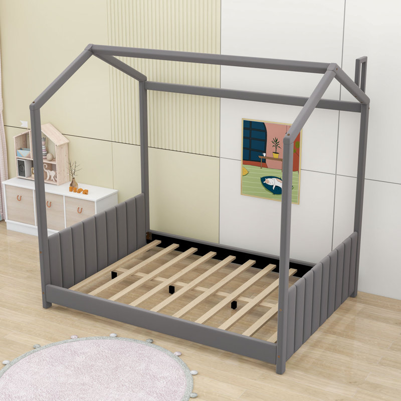 Bussell Tufted Upholstered Canopy Platform Bed, Full / Double, Gray