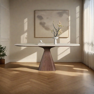 Sintered Stone Dining Table with Solid Ash Wood