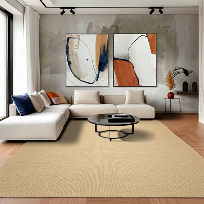 Tapis contemporain tissé à la main en sisal de laine 7 pi 6 po x 9 pi 6 po