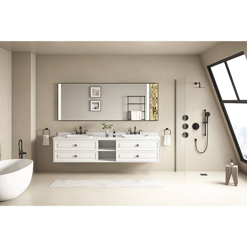 Miroir de salle de bain 84x36inch, Argent argent