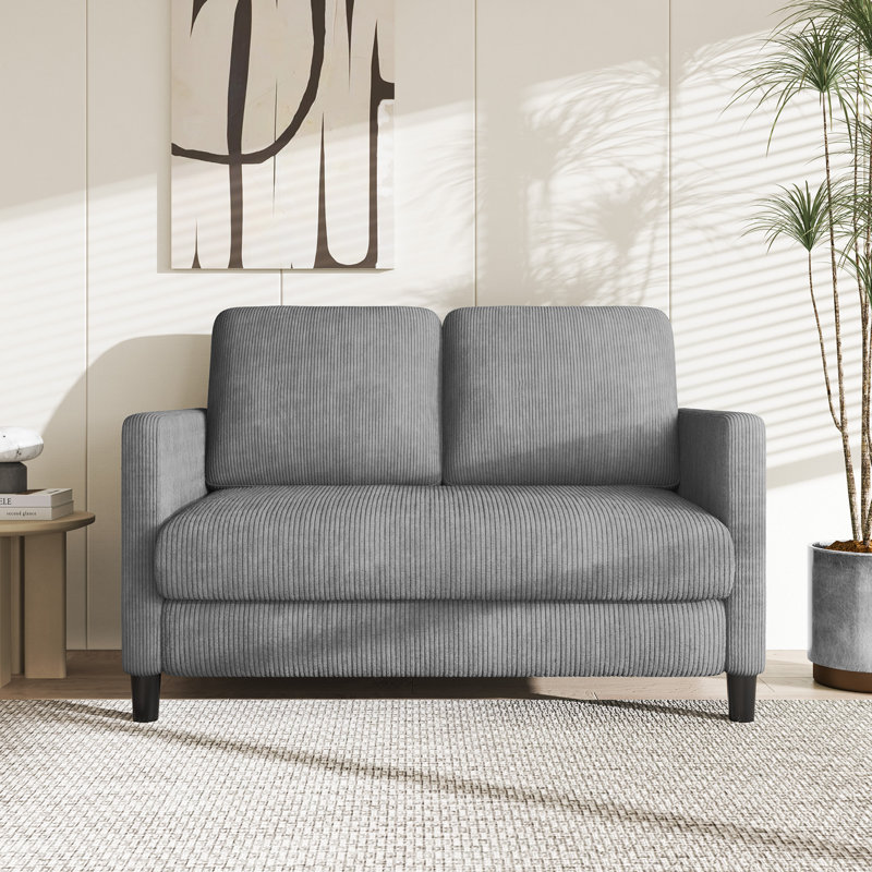 Small 2 Seat 48" Corduroy Sofa, Comfy Sofa Couch W 2 Seater Corduroy Loveseat, Grey