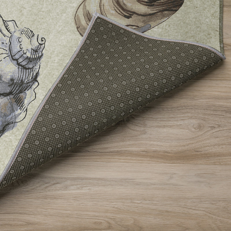 Tapis intérieur / extérieur en polyester tissé à la machine routt en crème / gris, Rectangle 1 pi 8 po x 2 pi 6 po