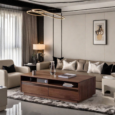 Pure solid wood modern minimalist coffee table